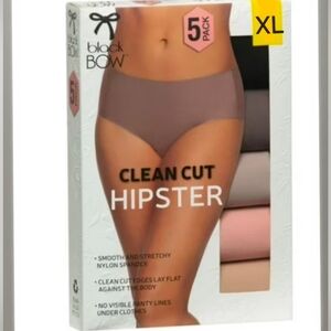 NEWBlack Bow 5 Pack Clean Cut Hipster Ladies Underwear Seamless